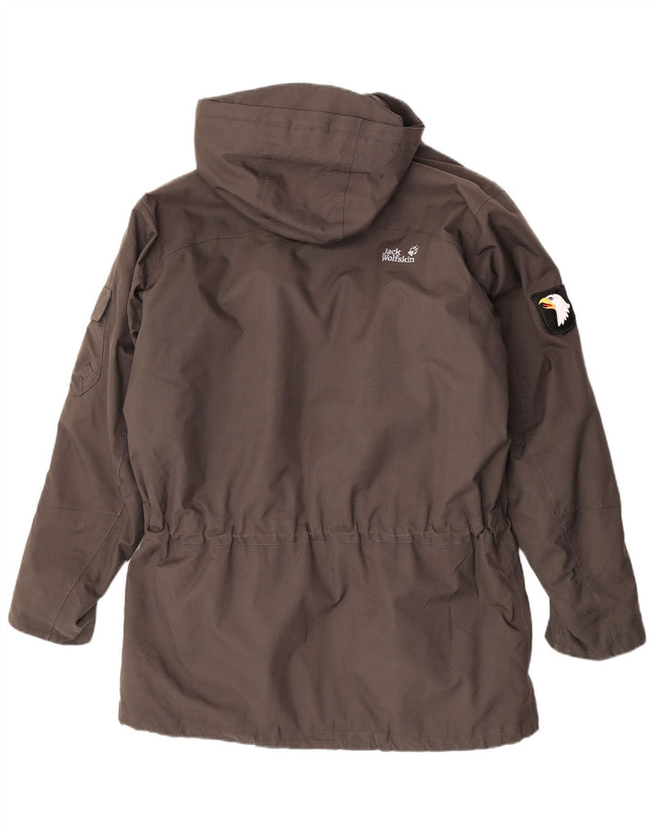 Giacca a vento con cappuccio da uomo Jack Wolfskin UK 36/38 Poliestere grigio medio