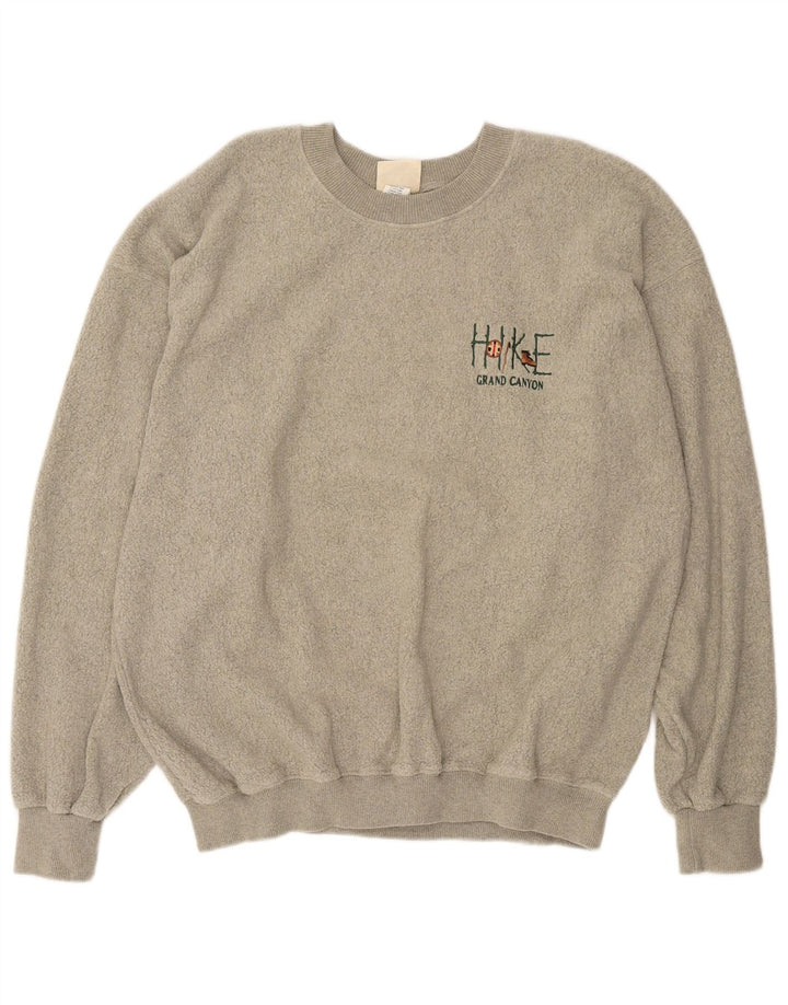 Maglione in pile vintage da uomo XL in cotone grigio