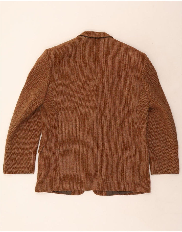 Giacca blazer a 2 bottoni da uomo Harris Tweed IT 54 2XL Lana a spina di pesce marrone