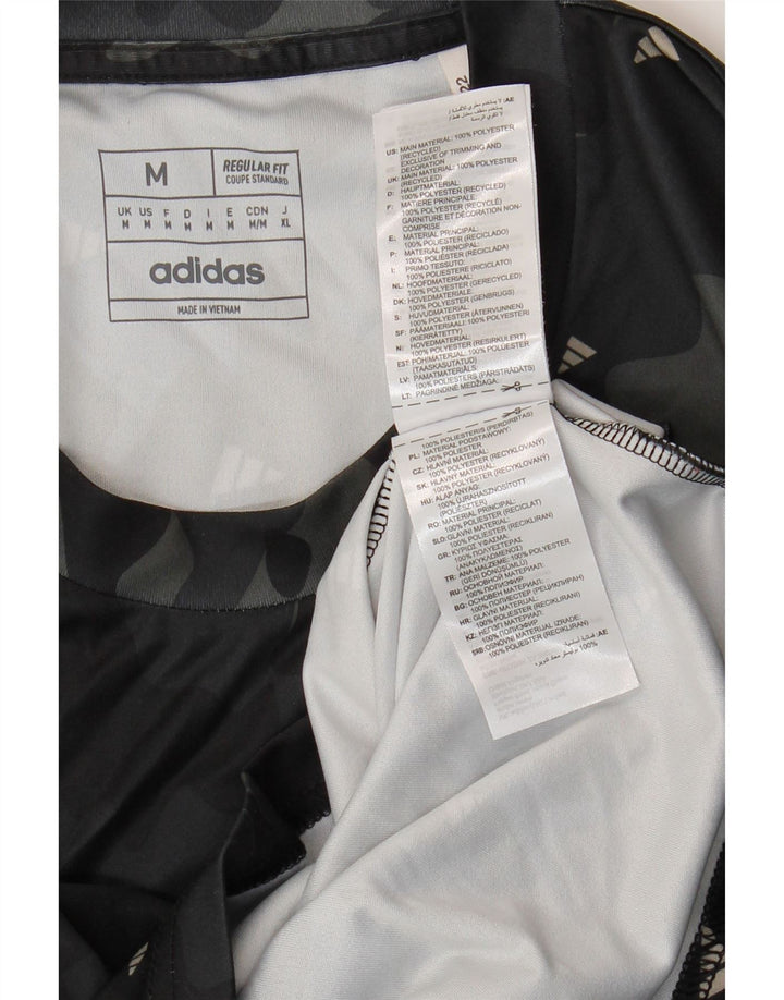 T-shirt grafica Adidas da uomo Aeroready Top in poliestere mimetico nero medio