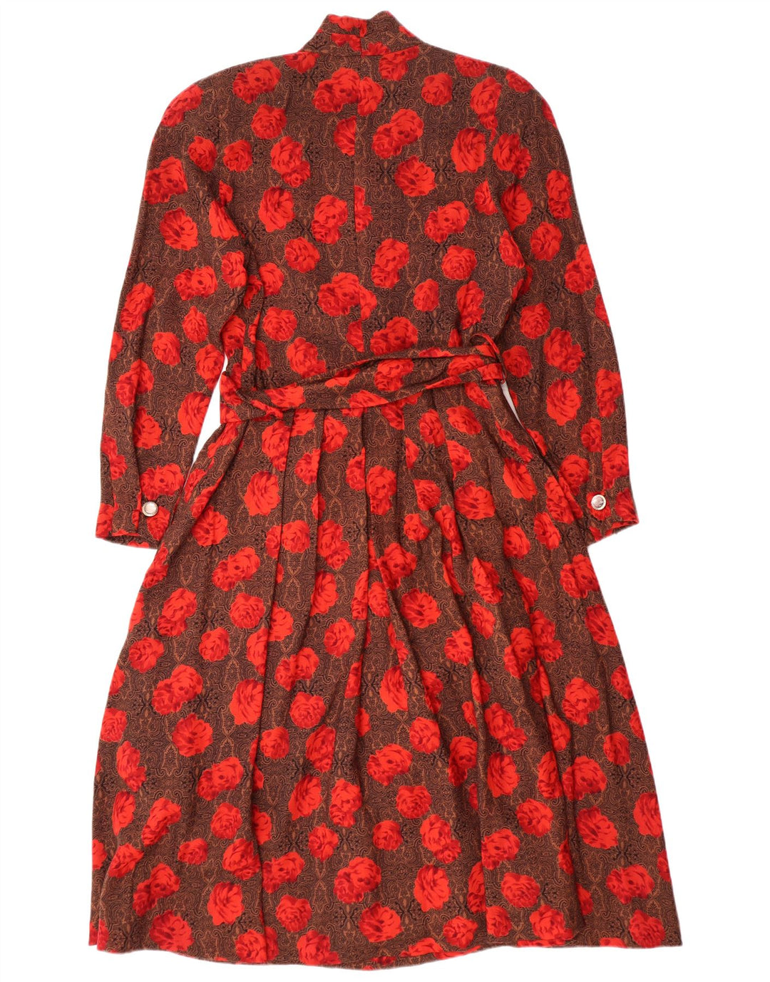 STANNER Abito a trapezio da donna a maniche lunghe IT 42 Lana floreale marrone medio