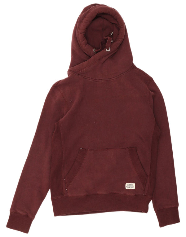 Felpa con cappuccio da donna Superdry UK 12 cotone bordeaux medio