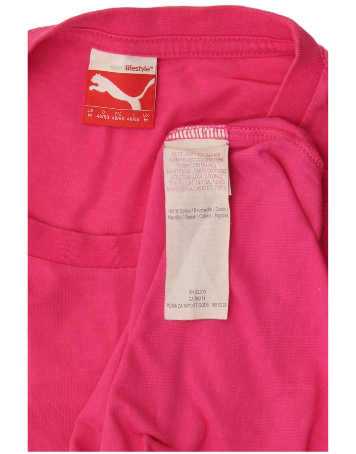 PUMA Mens Graphic T-Shirt Top Medium Pink Cotton