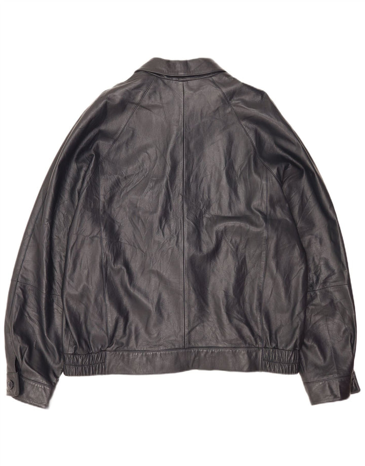 Giacca bomber in pelle da uomo vintage IT 56 3XL Pelle nera