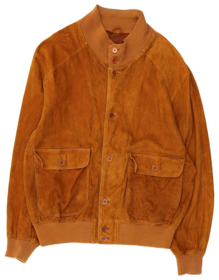 Giubbotto bomber in pelle scamosciata da uomo VINTAGE UK 42 XL Marrone