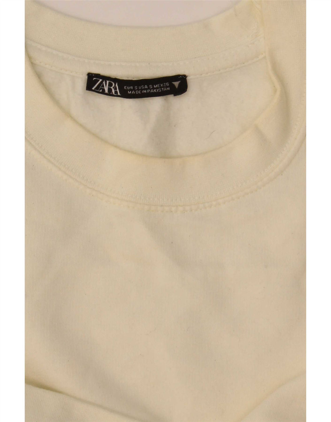 Felpa corta da donna Zara UK 10 piccola bianco sporco