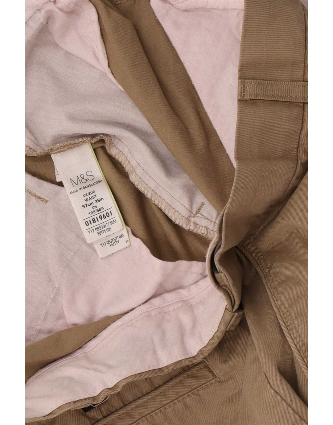 Pantaloncini chino da uomo Marks & Spencer W38 XL in cotone beige