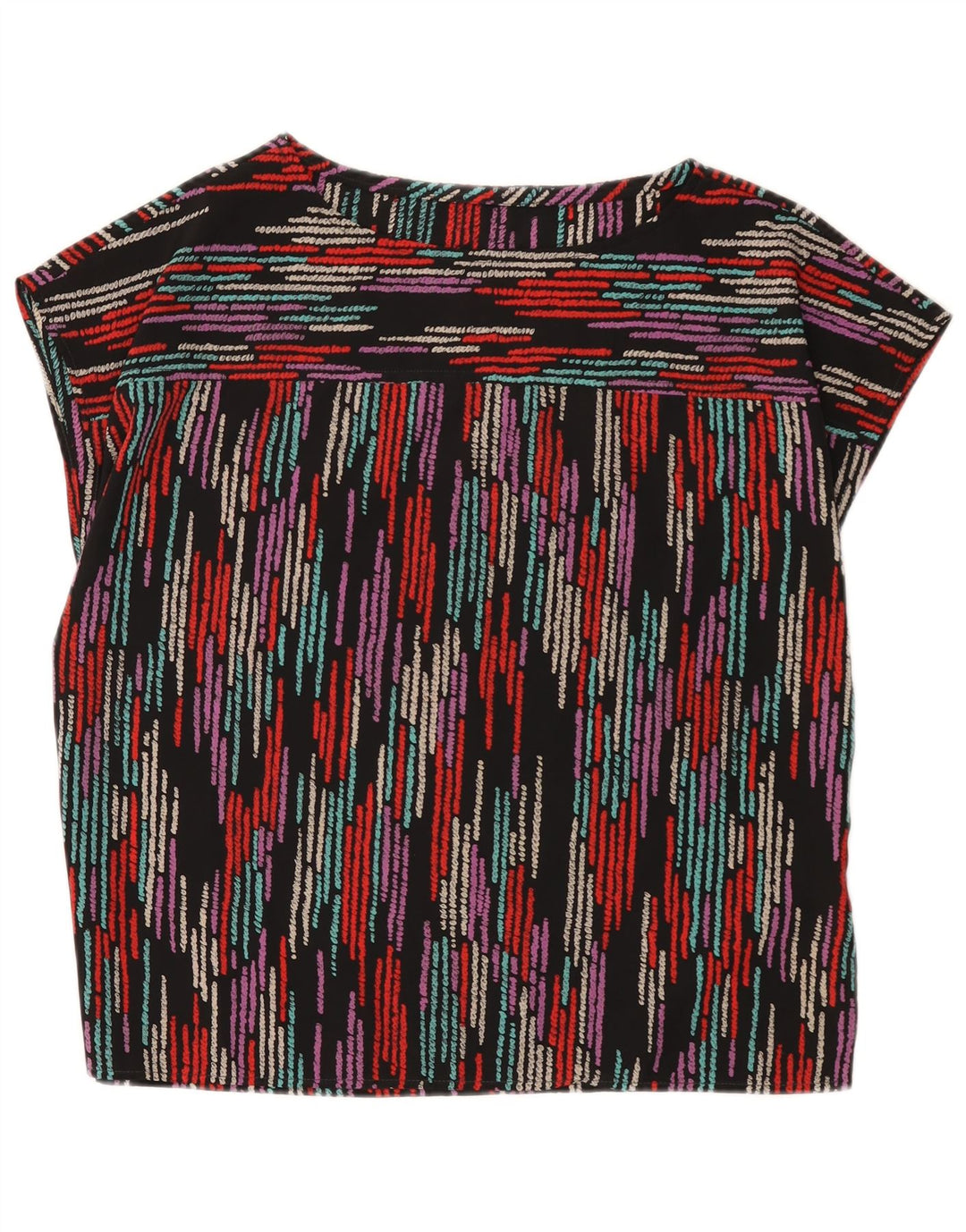Top camicetta da donna vintage UK 16 grandi a righe multicolori