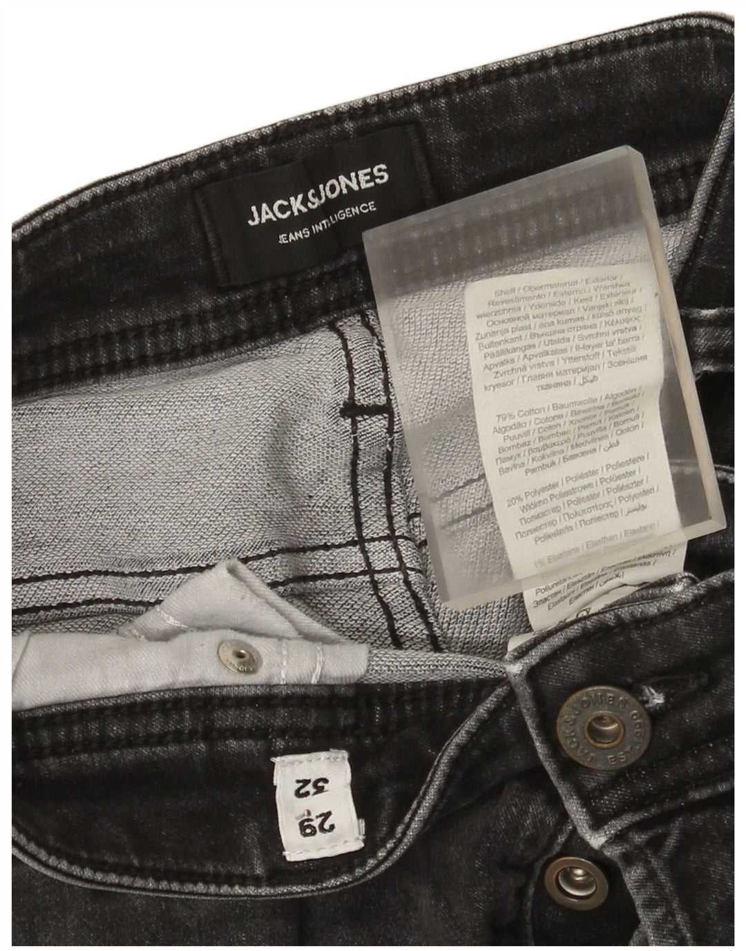 Jack & Jones Uomo GLENN Slim Jeans W29 L32 Cotone Grigio