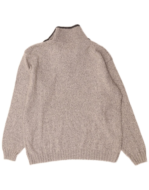 New Sensation Mens Zip Neck Jumper Sweater 2XL Grey Flecked Wool