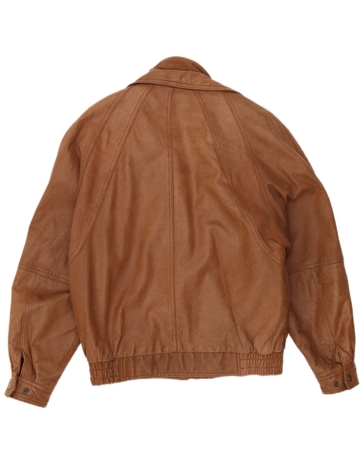 Giacca in pelle bomber vintage da uomo UK 38 in pelle marrone medio