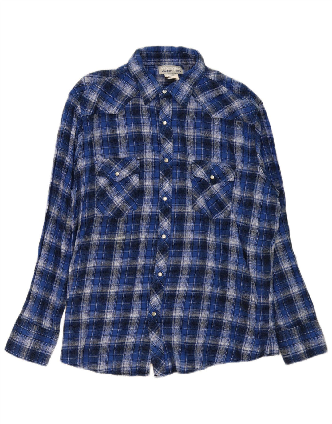 Camicia da uomo in flanella Wrangler XL in cotone a quadri blu
