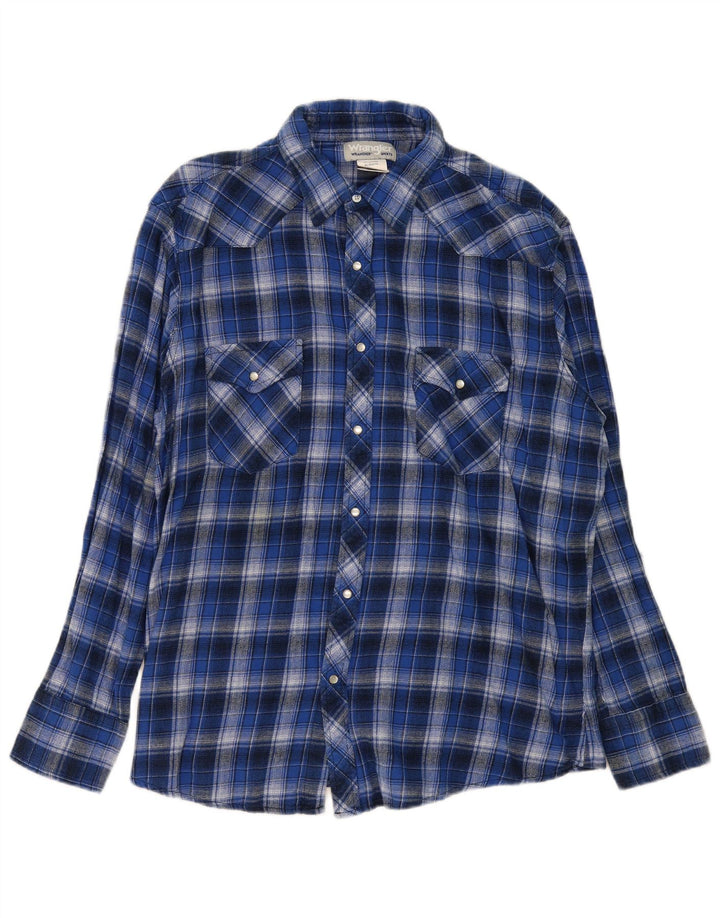 Camicia da uomo in flanella Wrangler XL in cotone a quadri blu