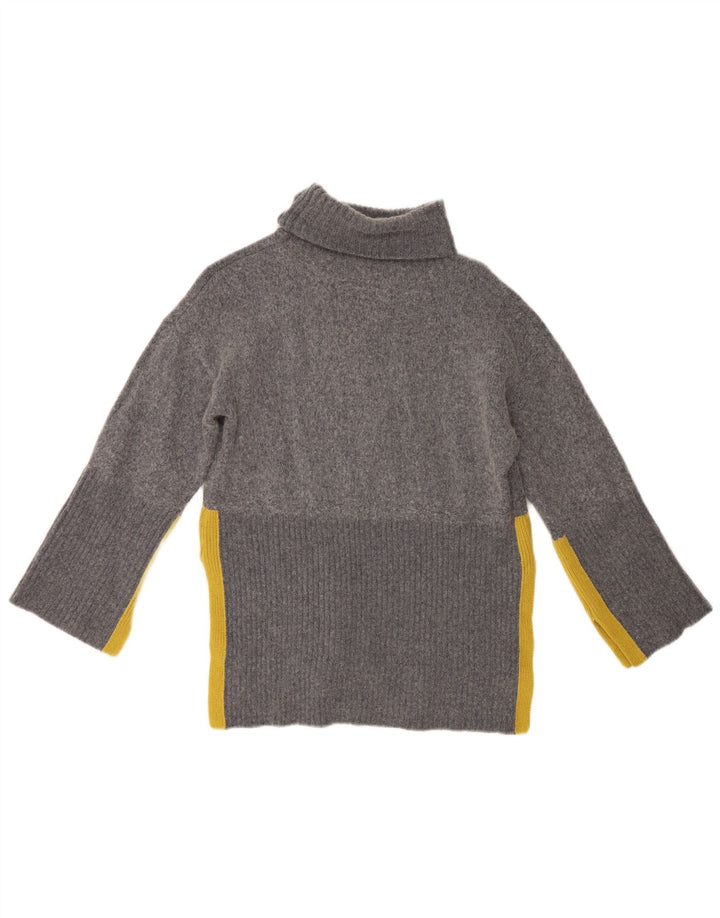 Maglione maglione collo alto da donna White Stuff UK 10 Piccolo blocco colore grigio