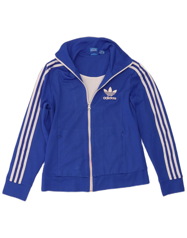 Giacca da ginnastica da donna Adidas UK 12 cotone blu medio