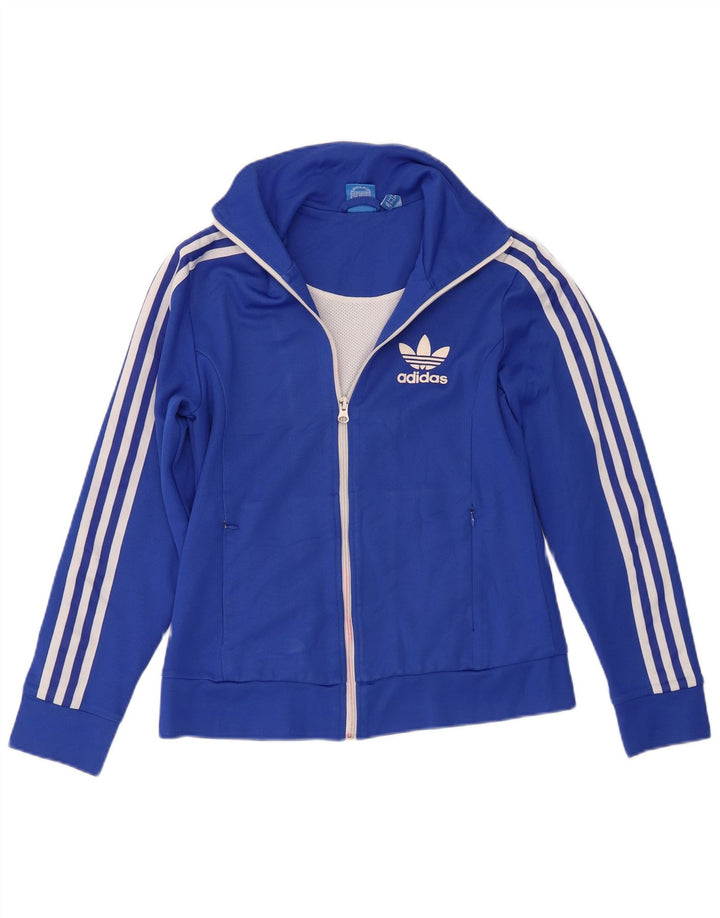 Giacca da ginnastica da donna Adidas UK 12 cotone blu medio