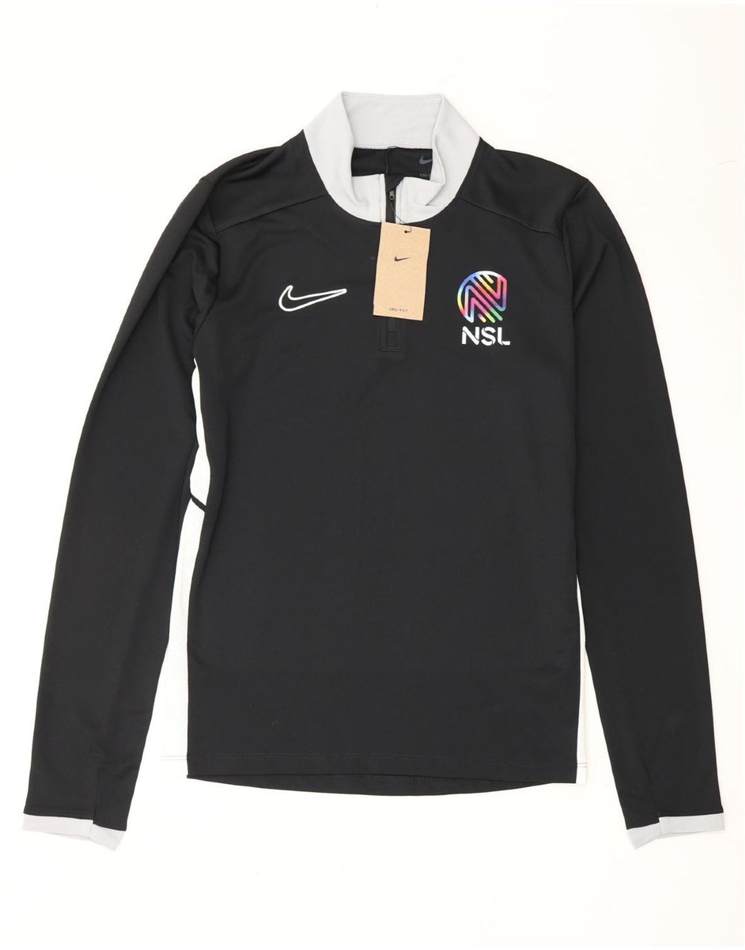 NIKE Mens Dri Fit Zip Neck Pullover Tracksuit Top Small Black Colourblock