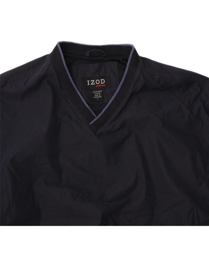 IZOD Mens Pullover Tracksuit Top Large Navy Blue Polyester Vintage Izod and Second-Hand Izod from Messina Hembry 