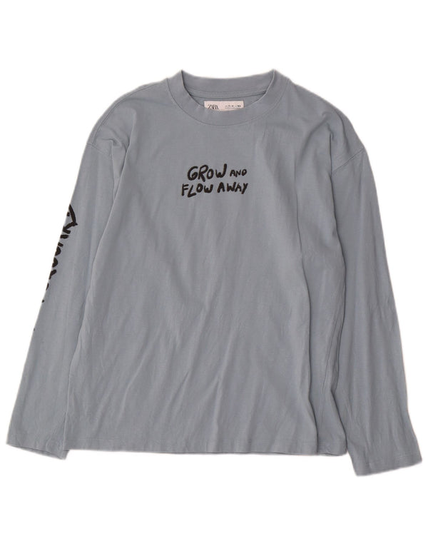 Top Zara da bambino con grafica a maniche lunghe 11-12 anni in cotone blu