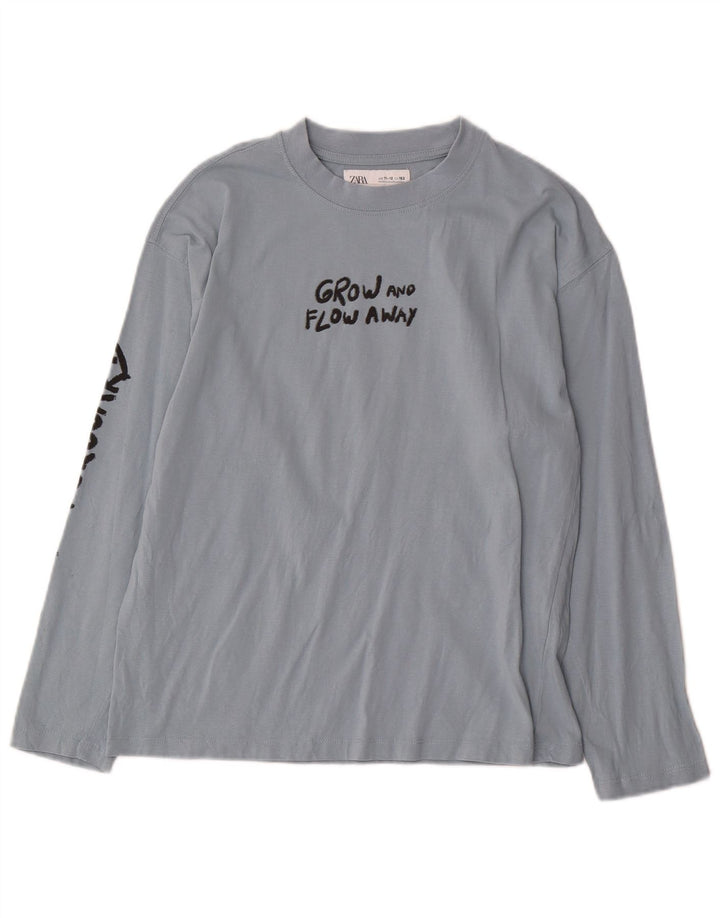 Top Zara da bambino con grafica a maniche lunghe 11-12 anni in cotone blu