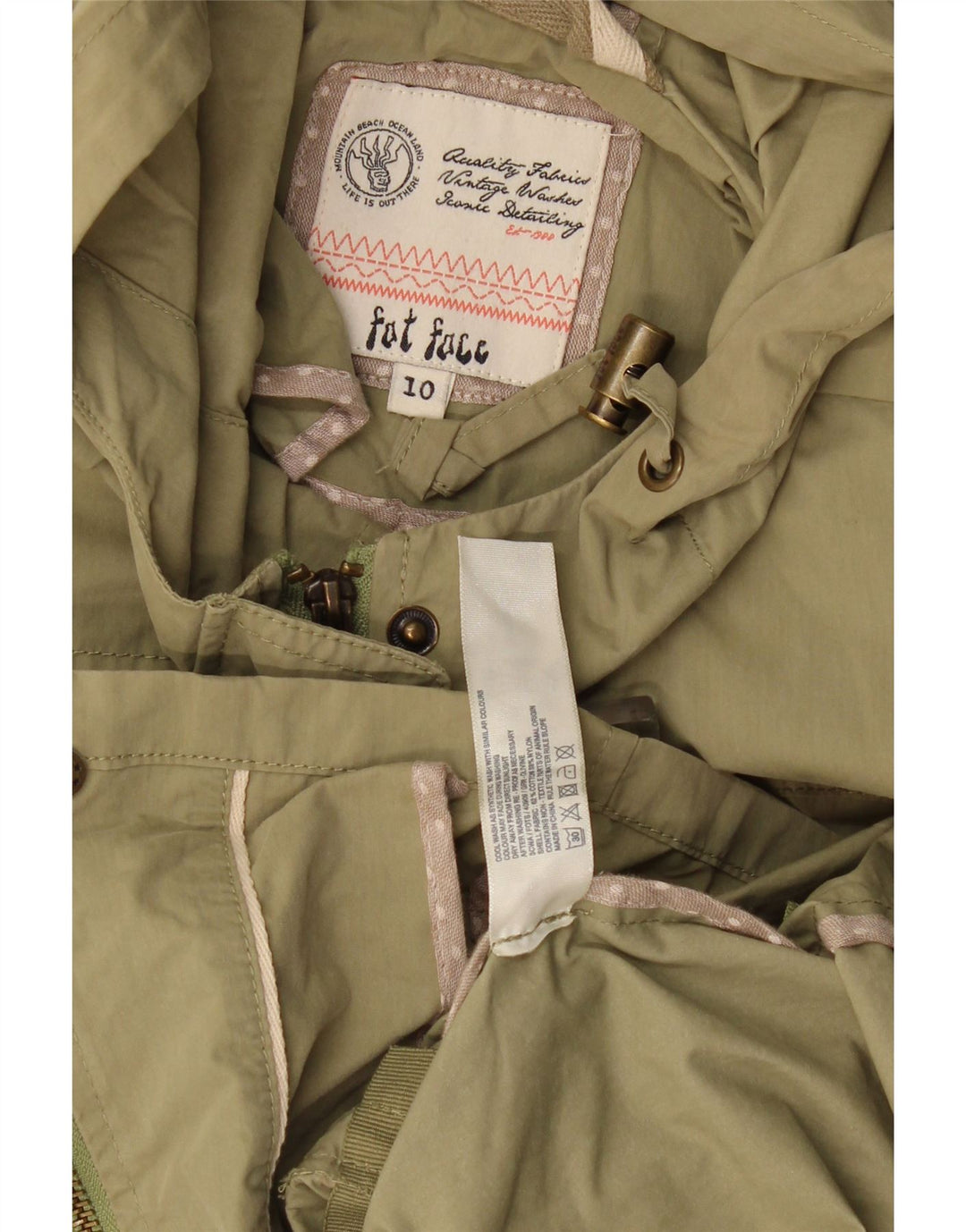 Giacca multiuso oversize con cappuccio da donna Fat Face UK 10 piccola in cotone kaki