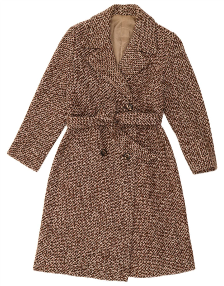 Cappotto doppiopetto vintage da donna UK 14 Marrone medio