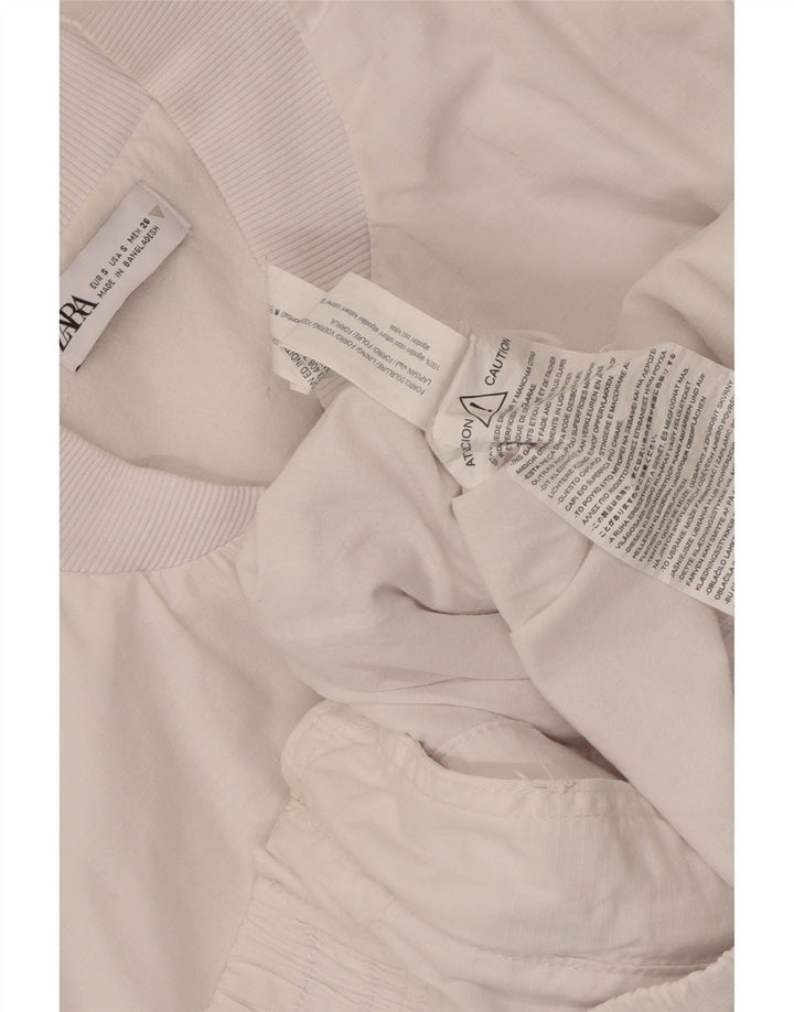 Giubbotto bomber oversize da donna Zara UK 10 piccolo cotone bianco