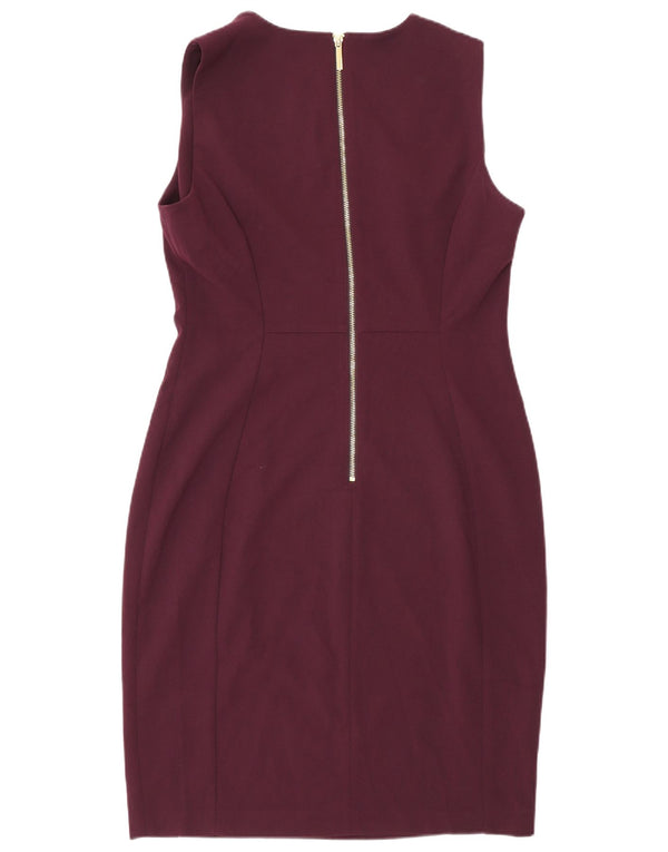 Abito tubino senza maniche da donna Calvin Klein US 12 Large Bordeaux Poliestere