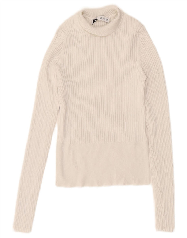 Maglione corto da donna Zara con collo alto, UK 12, viscosa bianca media
