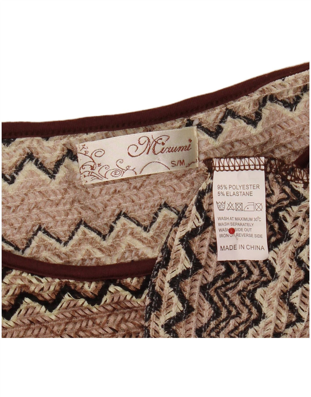 Camicetta oversize a pipistrello da donna Mizumi Top UK 10 Piccolo Chevron marrone