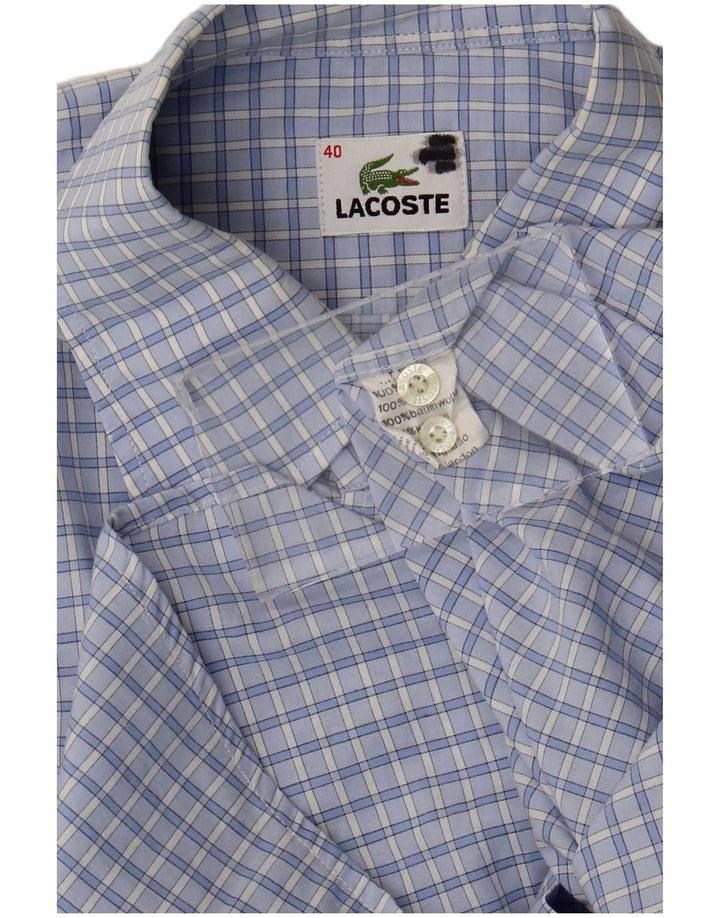 Camicia a maniche corte da uomo Lacoste taglia 40 in cotone a quadri blu medio