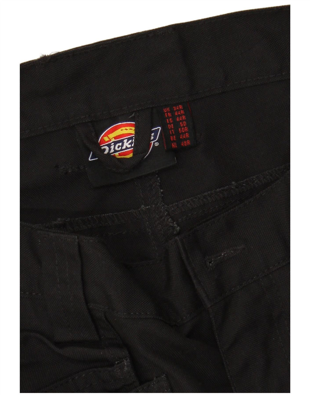 DICKIES Mens Straight Cargo Trousers W34 L30 Black Polyester