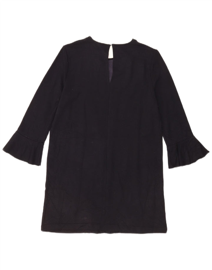 Abito a trapezio con maniche a 3/4 da donna Zara UK 12 viscosa blu navy medio