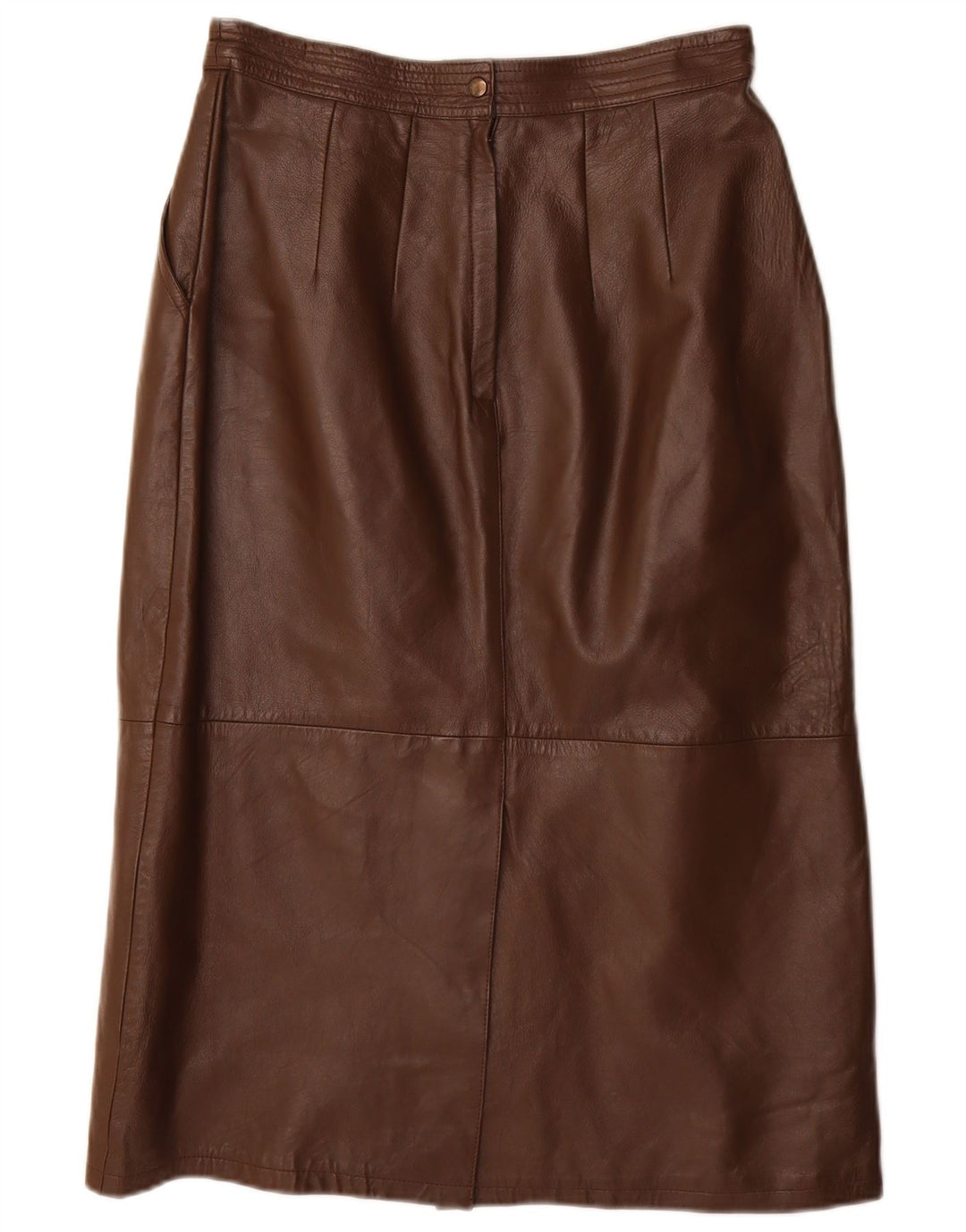 Gonna a tubino da donna VINTAGE IT 40 piccola W28 in pelle marrone