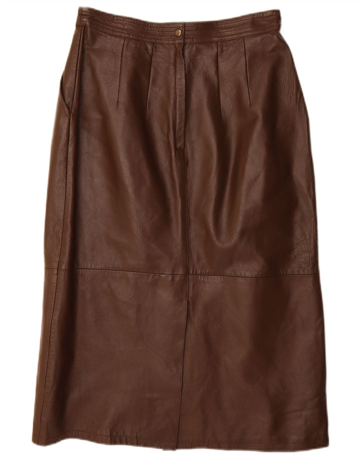 Gonna a tubino da donna VINTAGE IT 40 piccola W28 in pelle marrone