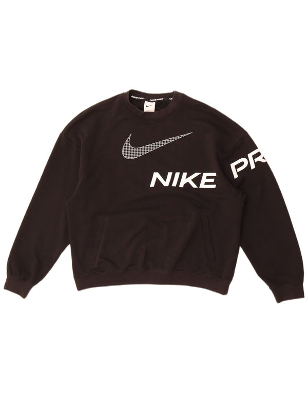 Felpa oversize con grafica Nike da donna UK 10 piccola in cotone nero