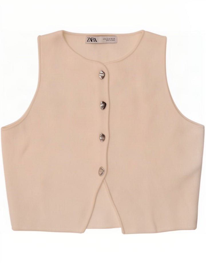Top corto da donna Zara UK 12 viscosa bianca media