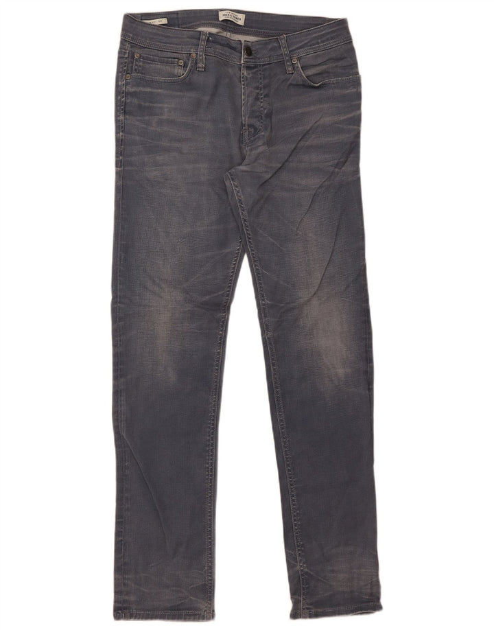 Jack & Jones Uomo Tim Slim Jeans W34 L34 Cotone Grigio