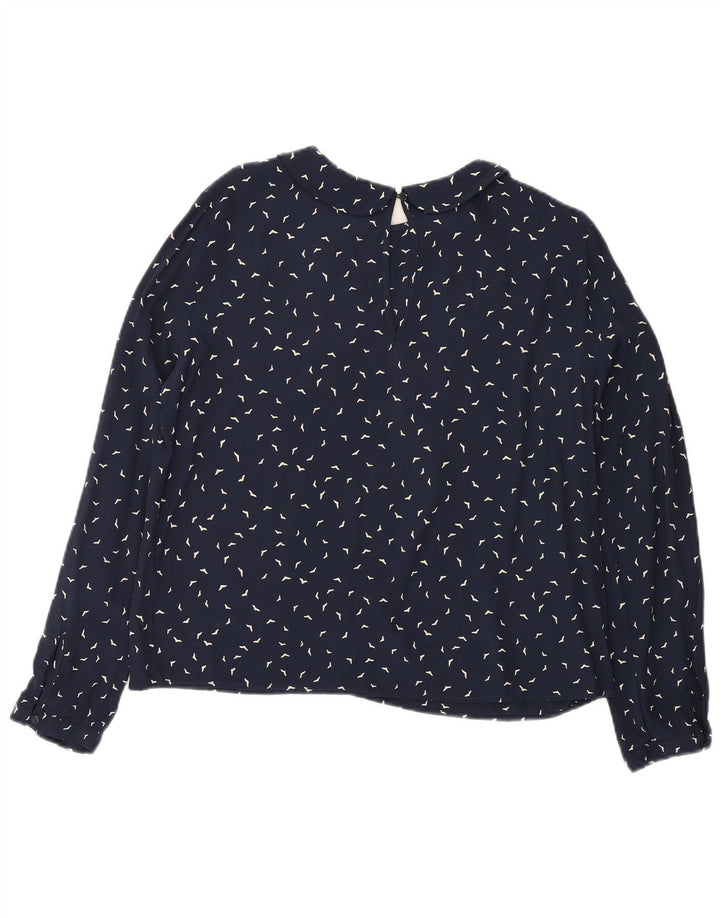 ZARA Womens Abstract Pattern Shirt Blouse UK 16 Large Navy Blue