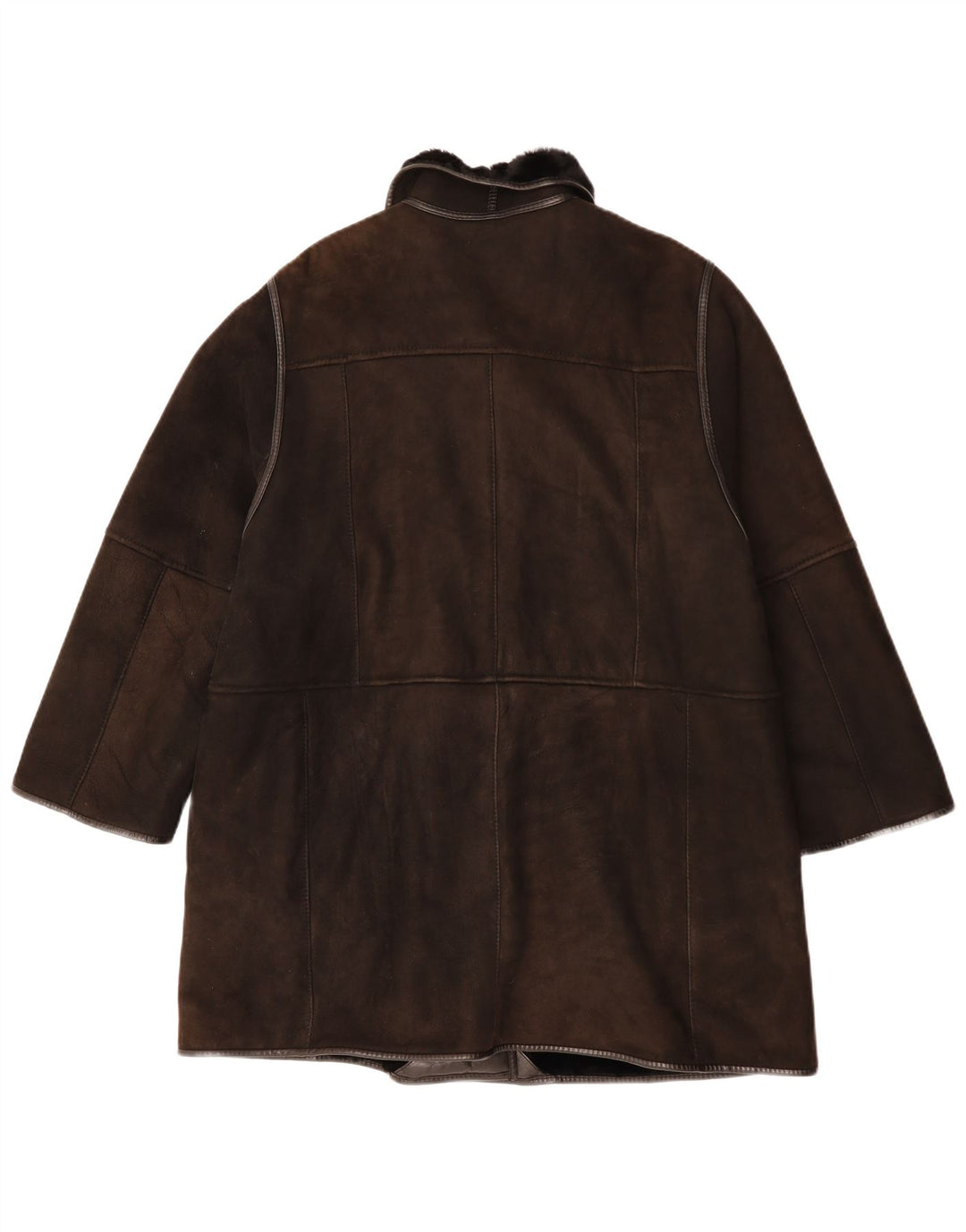 Cappotto in shearling da donna VINTAGE UK 14 Grande pelle marrone