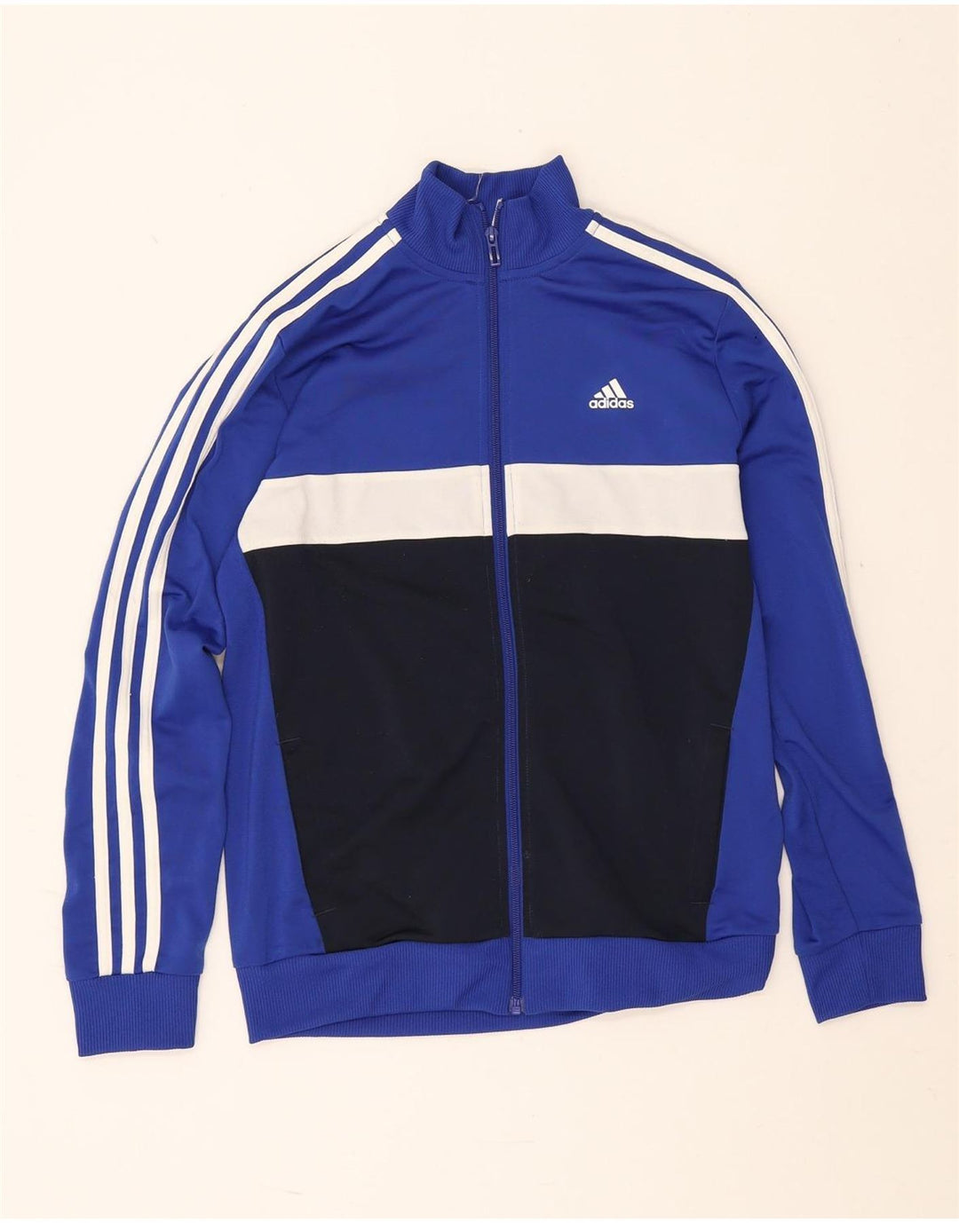 Giacca da tuta da ragazzo Adidas 13-14 anni in poliestere color block blu