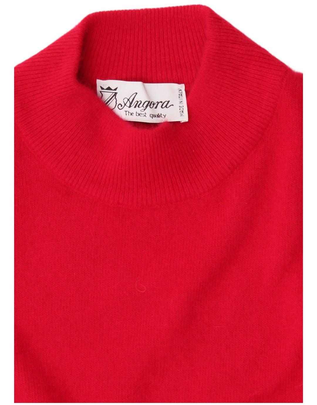 Maglione maglione collo alto da donna VINTAGE UK 16 grande angora rossa