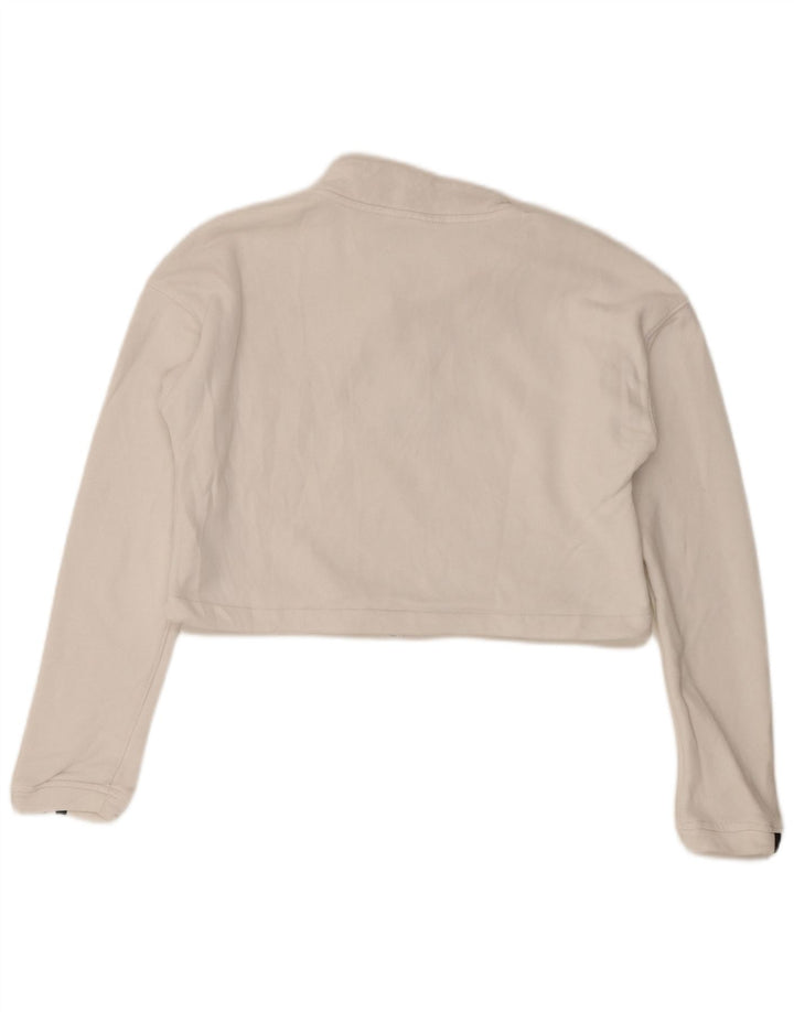 Felpa Adidas da donna oversize corta con zip e collo maglione UK 8 piccola bianca