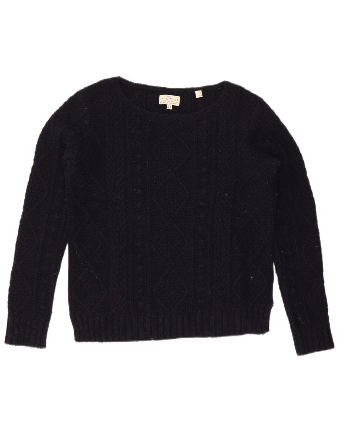 JACK WILLS Maglione oversize da donna con scollo a barca UK 10 Piccolo Blu navy