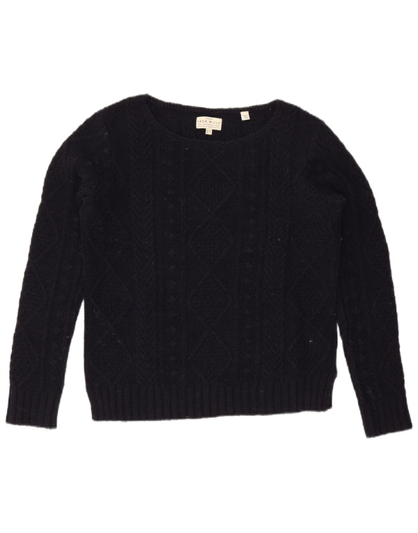 JACK WILLS Maglione oversize da donna con scollo a barca UK 10 Piccolo Blu navy