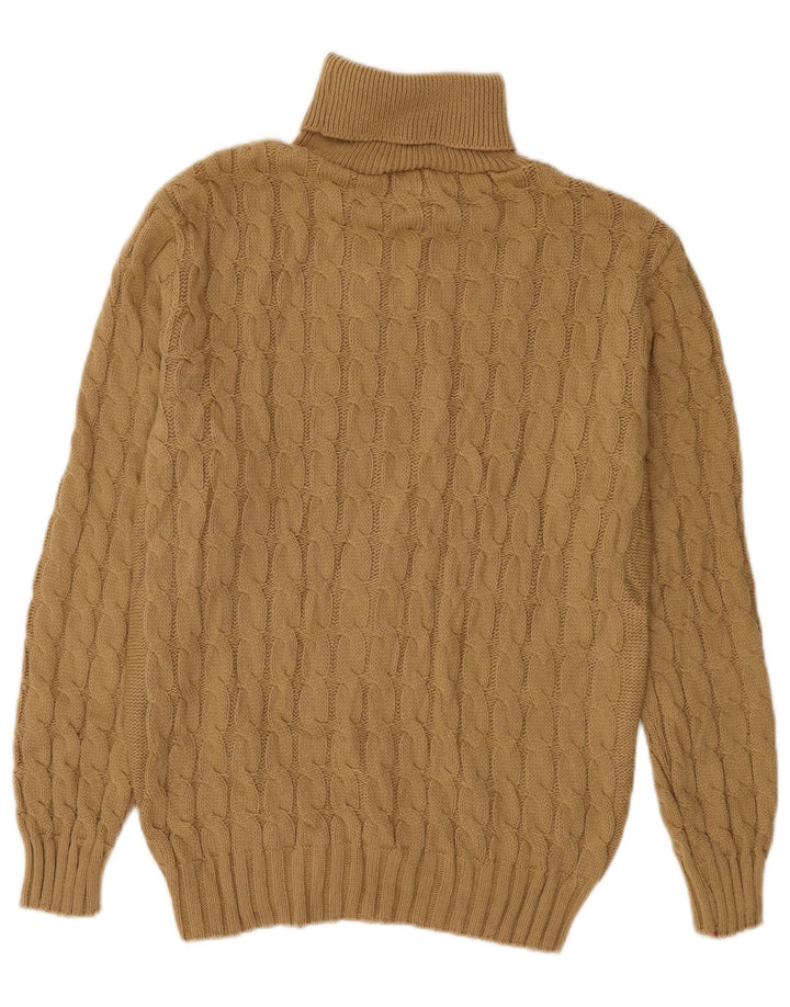 SHIMA Womens Roll Neck Jumper Sweater UK 16 Large Beige Acrylic
