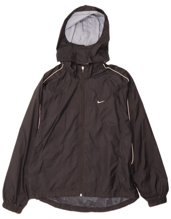 Giacca antipioggia da uomo Nike con cappuccio UK 38 Medium Black Nylon Sports