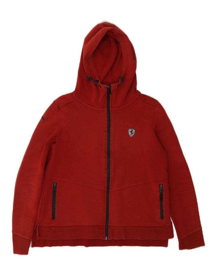 PUMA Womens Zip Hoodie Sweater UK 14 Medium Red Polyester Vintage Puma and Second-Hand Puma from Messina Hembry 