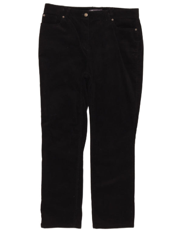 Pantaloni di velluto a coste a vita alta da donna Marks & Spencer UK 14 Large W34 L28 Bla