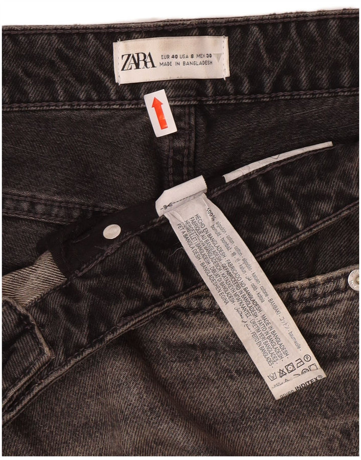 ZARA Womens Straight Jeans EU 40 Medium W30 L32 Black Colourblock Cotton